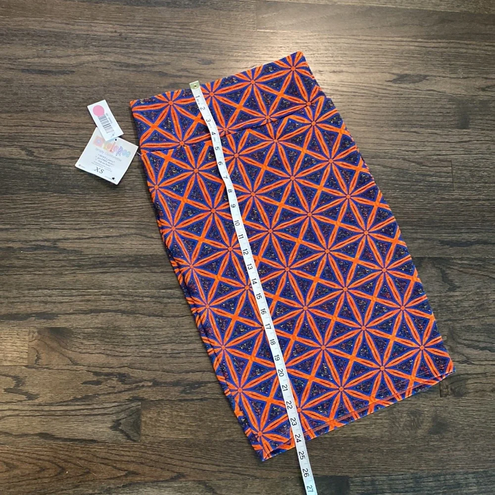LuLaRoe Cassie Skirt Blue Orange Geometric XS NEW NWT Stretchy